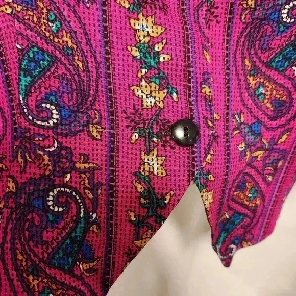 Vintage D.K. Gold by DonnKenny Women's Size 14 Vest Fuchsia Paisley/Floral - Picture 2 of 8